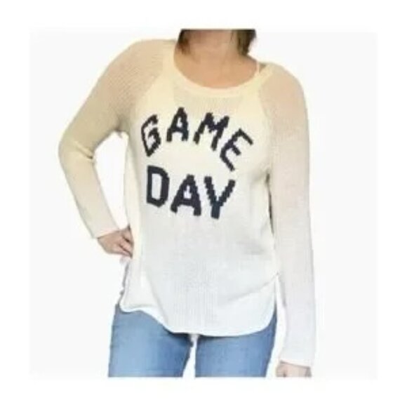 Wooden Ships Cotton Knit Sweater Game Day Crewneck Cream M/L - Picture 2 of 11